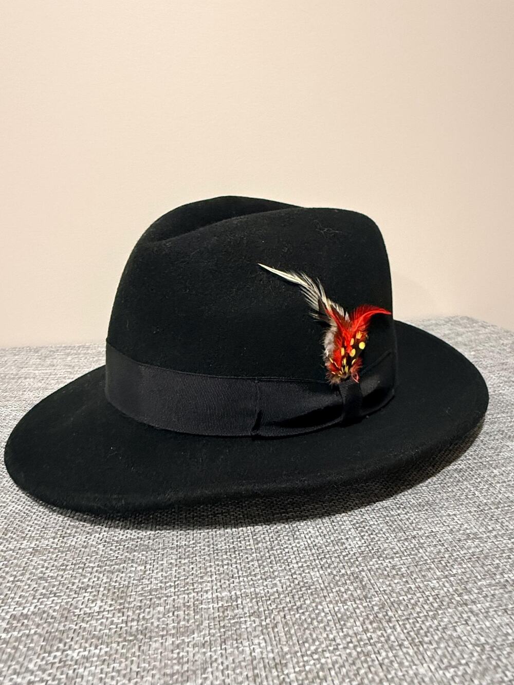 Jaxon Hat Black Wool. Felt. Crown Fedora Men's Large